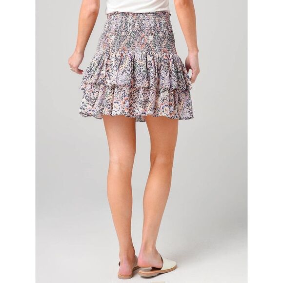 Rebecca Minkoff Frill Floral Print Raffle High Waisted Mini Skirt Size L - Picture 2 of 9
